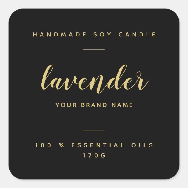 Custom black gold packaging candle product label (Front)