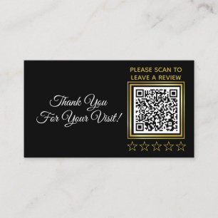Custom Black Gold QR Code Logo Business Review Enclosure Card
