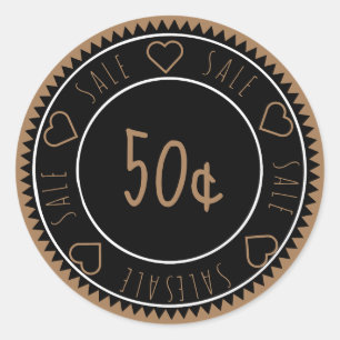 Custom Black Gold Sale Price Classic Round Sticker
