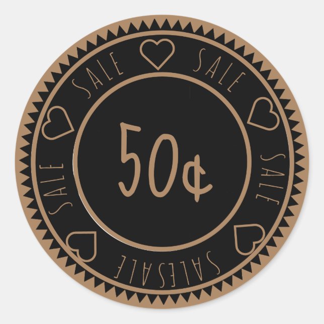 Custom Black Gold Sale Price Classic Round Sticker (Front)