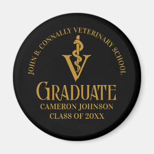 Custom Black Gold Veterinary School Graduation Magnet