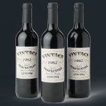 Custom Black gold Vintage Aged To Perfection Wine  Wine Label<br><div class="desc">Inspired by classic whiskey label,  black gold and beige fun vintage aged to perfection adult birthday gift idea for men,  great for any age birthday celebration,  or other occasions. Custom it with your own text and background colour.</div>
