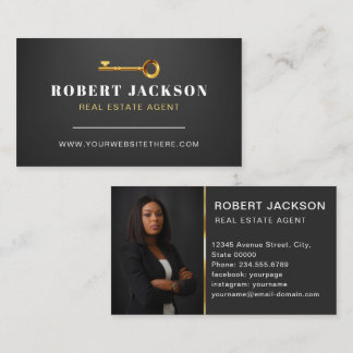 Custom Black + Golden key Realtors Luxury Modern Business Card