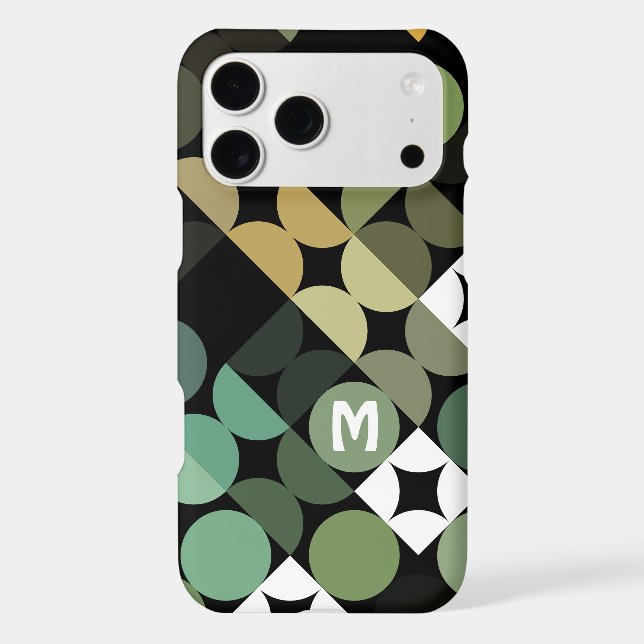 Custom Black Green Teal Blue Retro Art Pattern (Back)