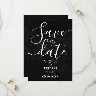 Custom Black Grunge Texture Wedding Save The Date