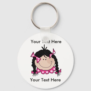 Custom Black Hair Girl Keychain
