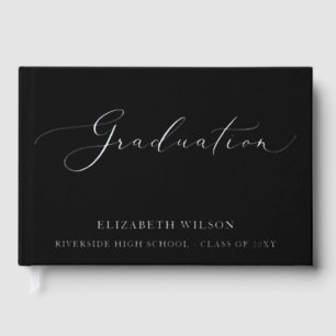 Custom Black High School Grad Party Graduation  Guest Book
