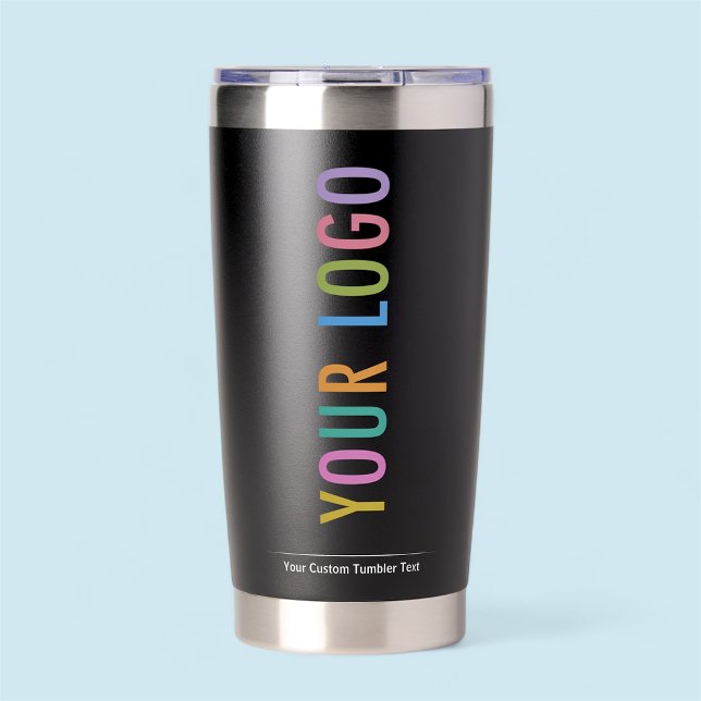 Custom Black Insulated Tumbler with Business Logo (MISOOK Black Tumbler with Logo)