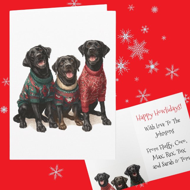 Custom Black Lab Christmas Ugly Sweater Holiday Card (Creator Uploaded)