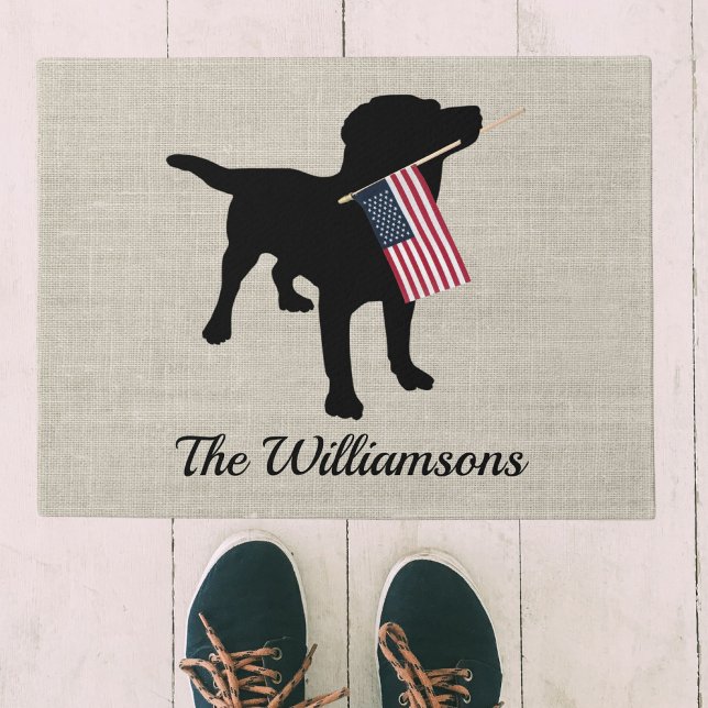 Custom Black Lab Dog USA Flag Welcome doormat (Creator Uploaded)