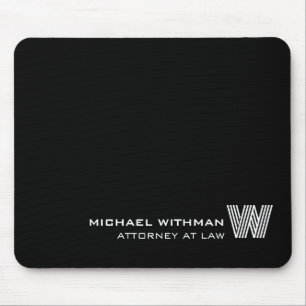 Custom BLACK LINE Monogram, Name & Profession  Mouse Mat