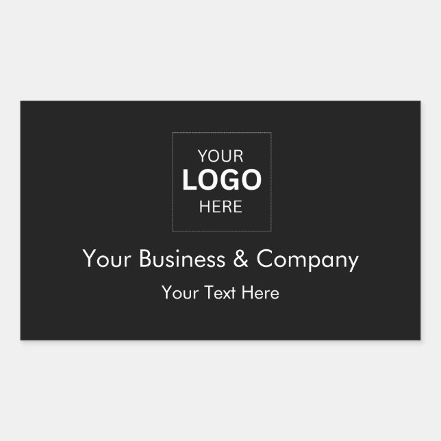 Custom Black Luxury Business Logo Template Rectangular Sticker (Front)