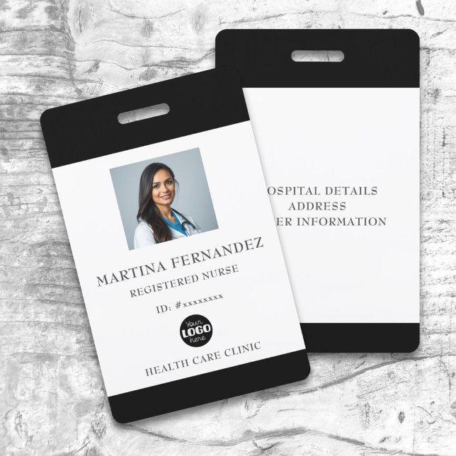 Custom Black Medical Hospital Employee Photo ID Badge (Creator Uploaded)