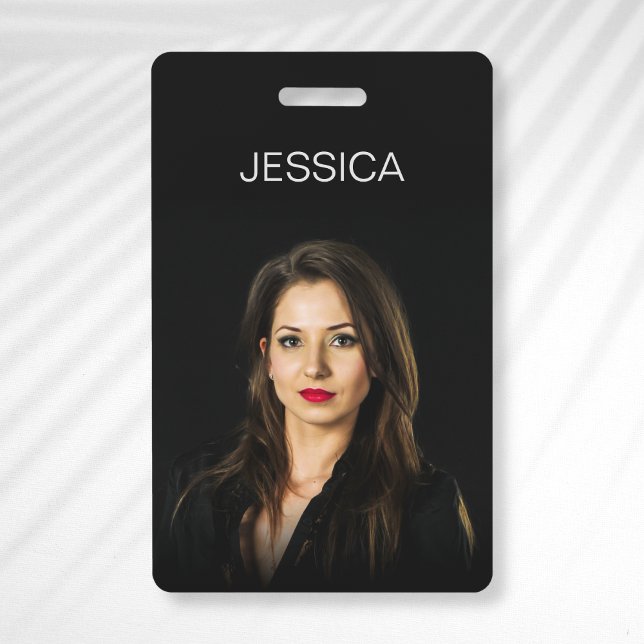 Custom Black Minimal Corporate Employee Photo ID ID Badge (Creator Uploaded)