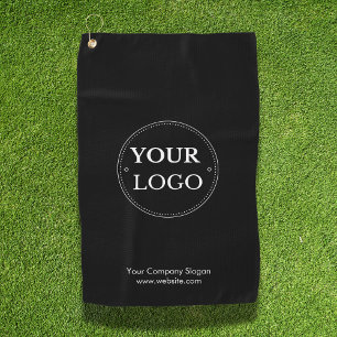 Custom Black Modern Business Branded Logo  Golf Towel