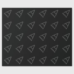 Custom Black Modern Monogram Christmas Wrapping Paper