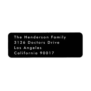 Custom black Modern Wedding Return Address Label