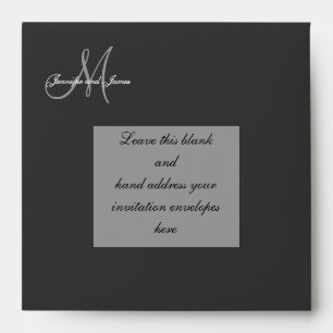 Custom Black Monogram Wedding Invitation Envelope