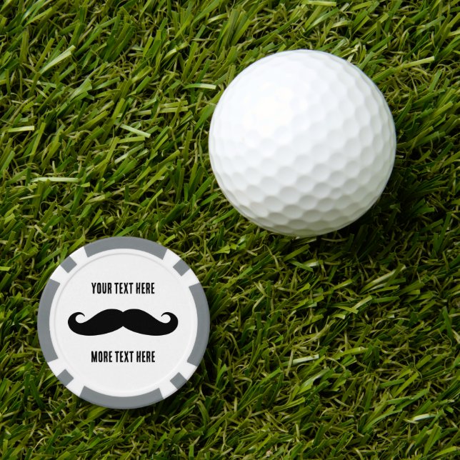 Custom black moustache poker chip golf ball marker (Golf Ball Marker)