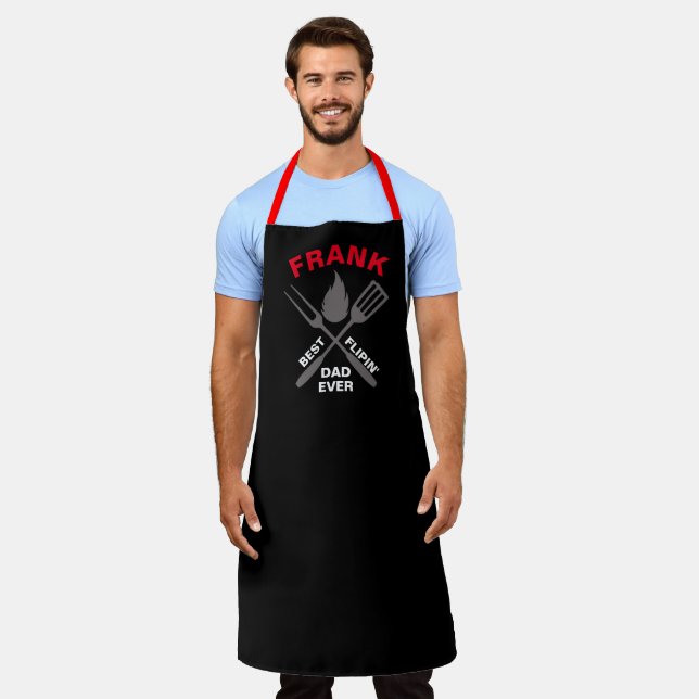 Custom Black Name Personalised Dad #FATHERSDAYGift Apron (Worn)