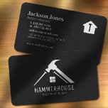 Custom Black on White Home Building Construction Business Card<br><div class="desc">these black luxury cardstock business cards are attention grabbing, with their unique and modern design, while also feeling refined / high-end and masculine.. great for private or commercial contractors of various fields. The back of these cards features a stark white silhouette logo, accompanied by two lines of text below. The...</div>