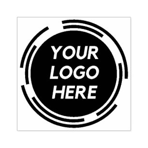 Custom Black Personalised Round Business Logo Rubber Stamp