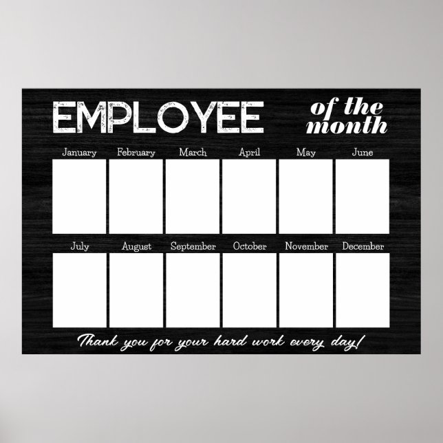 Custom black photo employee of the month display poster (Front)