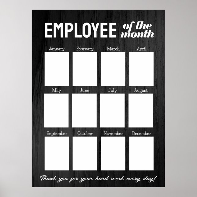 Custom black photo employee of the month display poster (Front)