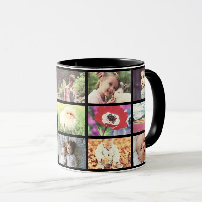Custom black photo grid mug (Front Right)