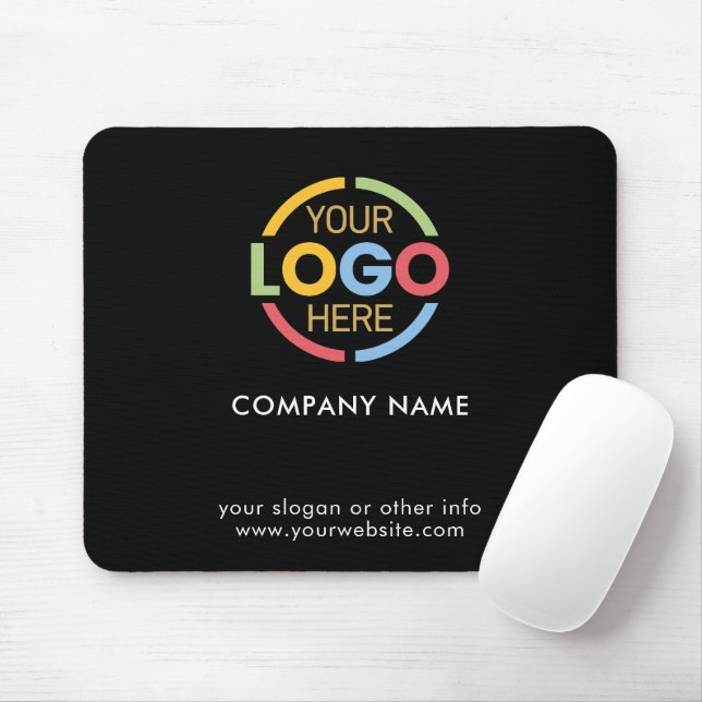 Custom Black Promotional Company Business Logo Mouse Mat (With Mouse)