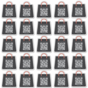 Custom Black Promotional QR Code Shopping Stickers