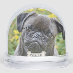 Custom Black Pug Dog Photo Snowglobe