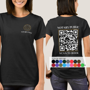Custom Black QR Code Company Marketing Swag Notary T-Shirt