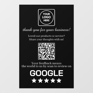 Custom Black QR Code   Google Reviews Display Window Cling