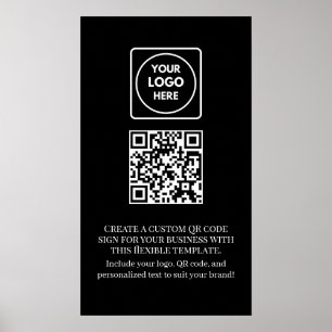 Custom Black QR Code Professional Business Poster