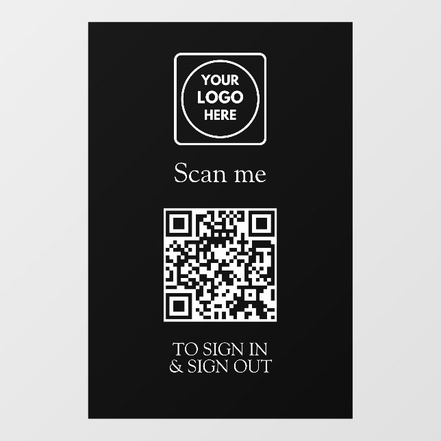 Custom Black QR Sign-In | Visitor & Employee  Window Cling (Sheet)