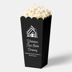 Custom Black Real Estate Company Popcorn Party Favour Box