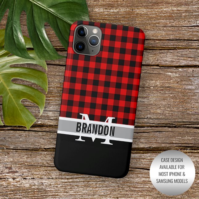 Custom Black Red Buffalo Lumberjack Plaid Pattern  iPhone Case (Creator Uploaded)
