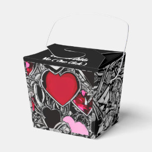 Custom Black & Red Heart Illustrated Favor Box