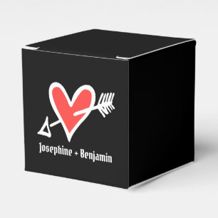 Custom Black & Red Love Heart Wedding Favour Box