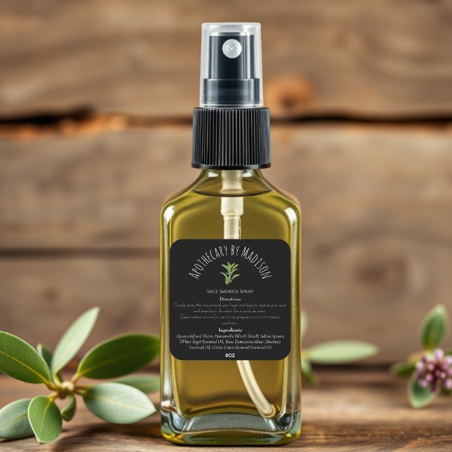 Custom Black Sage Smudge Spray Bottle Labels (Creator Uploaded)