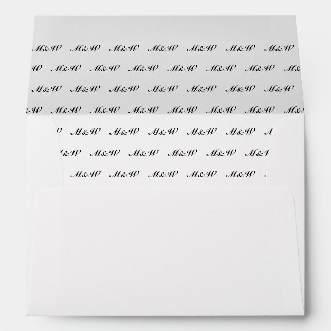 Custom black script couple's initials monogram envelope (Back (Bottom))