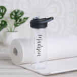 Custom Black Script Name Water Bottle<br><div class="desc">Custom clear water bottle featuring your first name displayed in a bold,  black script with your last name displayed in modern lettering below. The simple,  personalised water bottle can also be used to display your organisation or business name.</div>