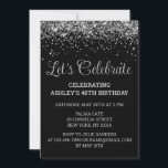 Custom Black & Silver Glitter 40th Birthday Party Invitation<br><div class="desc">Customized Glitter Invite Forty 40,  45th Birthday Party invitation Forty,  Let's celebrate digital Any Age,  Instant download Fifty Sixty Seventy,  Personalized 21st 50th 60th 70th,  Elegant Milestone template Sweet 16,  Custom 18th Glam Golden Confetti,  Adult Calligraphy Modern Stylish script,  Chic trendy simple for her,  Bling 16th quinceanera 15th celebration</div>