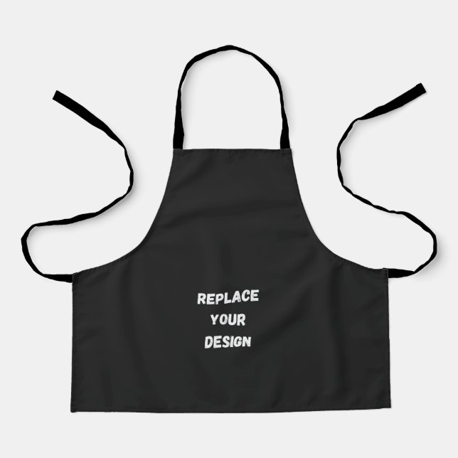 Custom black simple Design Add Photo or Text Apron (Front)