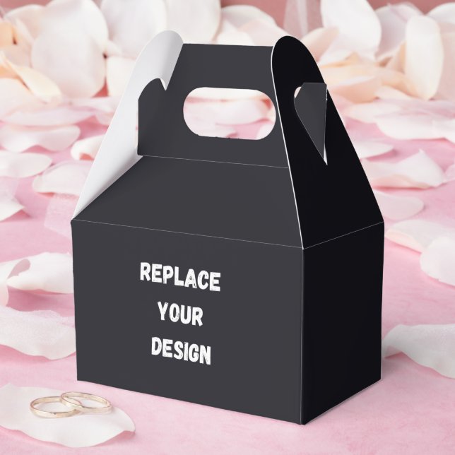 Custom black simple Design Add Photo or Text Favour Box (Wedding)