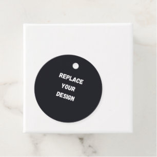Custom black simple Design Add Photo or Text Favour Tags
