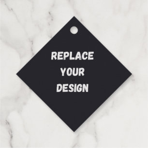 Custom black simple Design Add Photo or Text Favour Tags