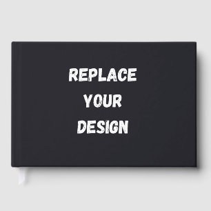 Custom black simple Design Add Photo or Text Guest Book