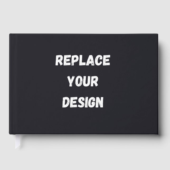 Custom black simple Design Add Photo or Text Guest Book (Front)